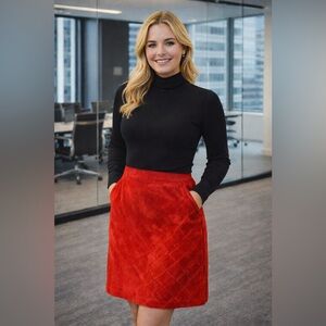 Valentino Boutique Women’s Red Basketweave Pencil Skirt (Skirt Only)